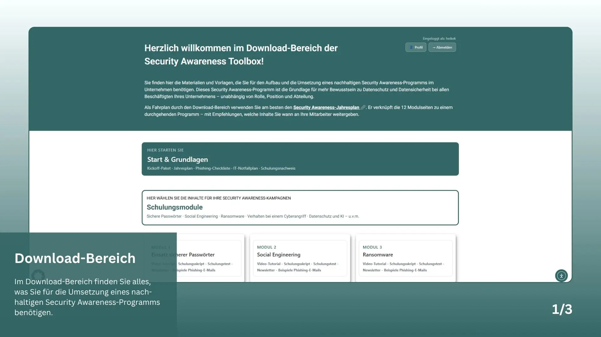 Screenshot Download-Bereich